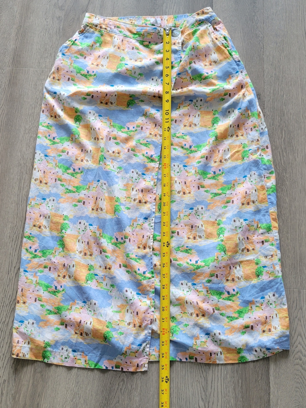Cynthia Rowley Linen Blend Pastel Novelty Coastal Print Pockets Maxi Skirt Large - Picture 13 of 13